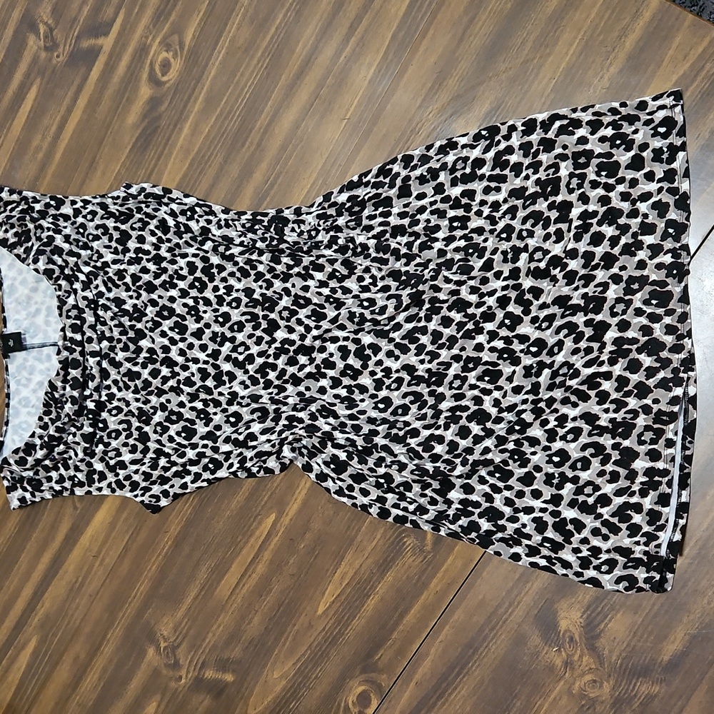 Ann Taylor Black and Cream Leopard Print Sleeveless Dress